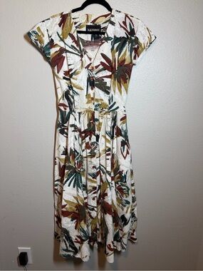Vintage S.L. Fashions Dress Sz 8 Prairie Cottagecore Bloom-core 80s leaf floral